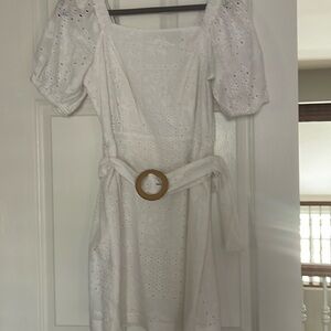 Gorgeous Ann Taylor Loft white eye-lit mini dress